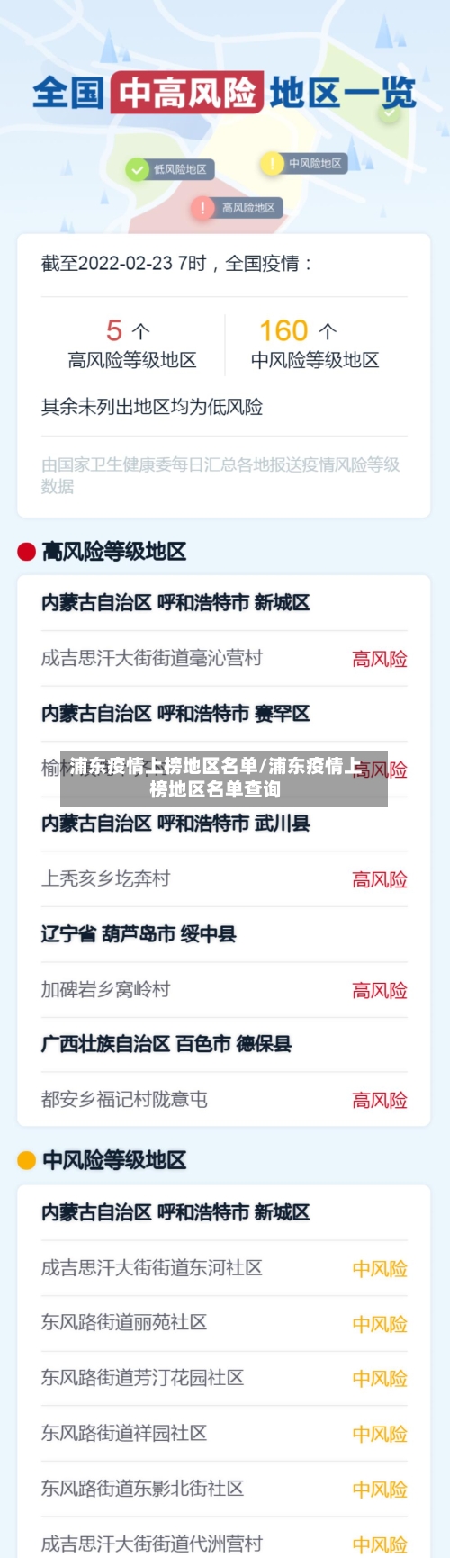 浦东疫情上榜地区名单/浦东疫情上榜地区名单查询-第2张图片